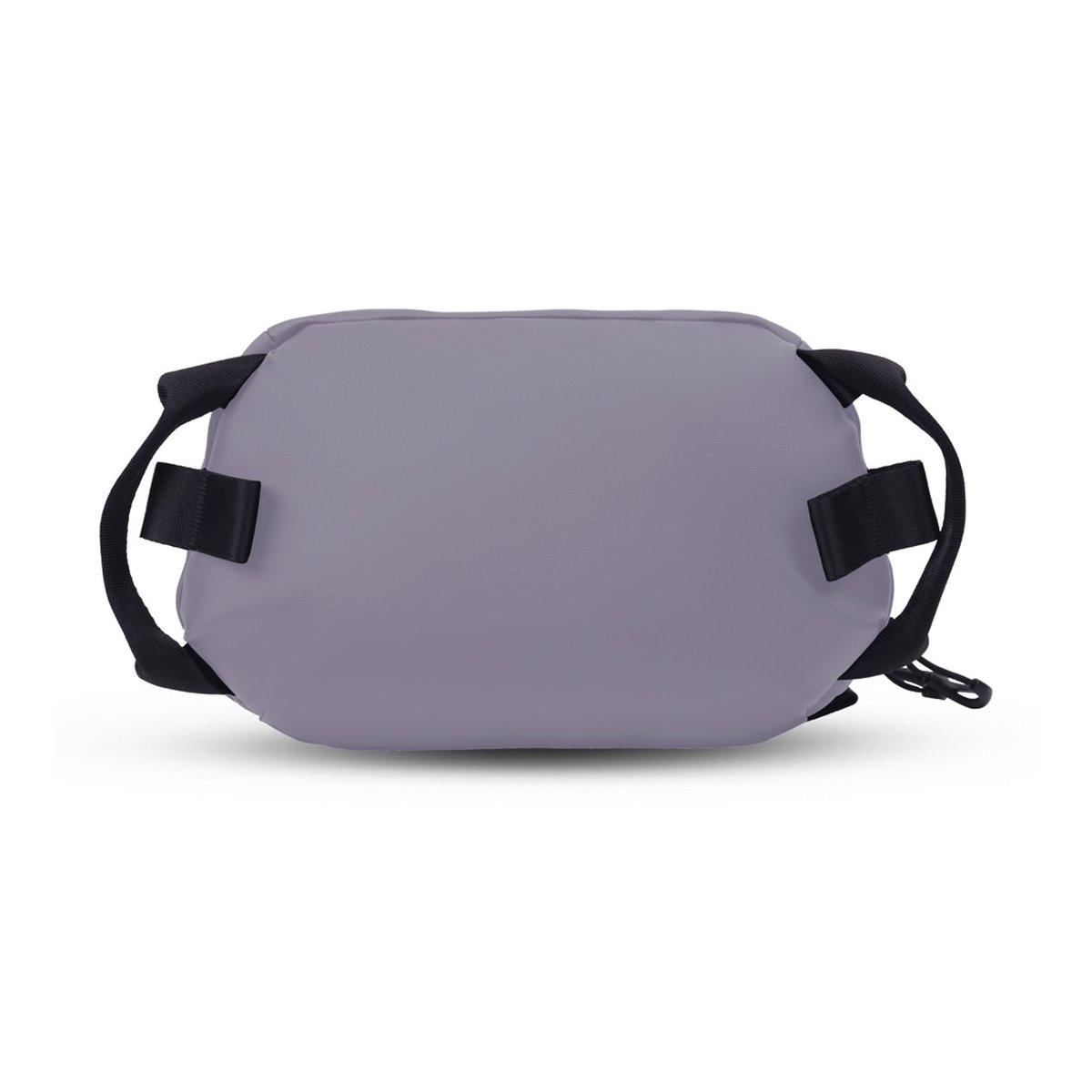 WANDRD Tech Bag Large Uyuni Purple - Unterseite der grauen Tasche mit schwarzen Gurtschlaufen