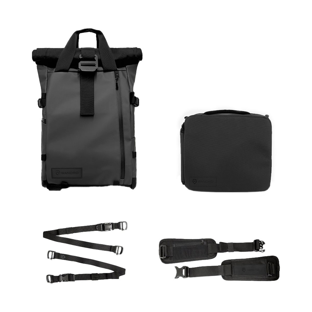 WANDRD PRVKE 21-Liter Black Photo Bundel V3 - LIEFERUMFANG: Rucksack mit Kamera-Einsatz, Schultergurten und Zubehörriemen.