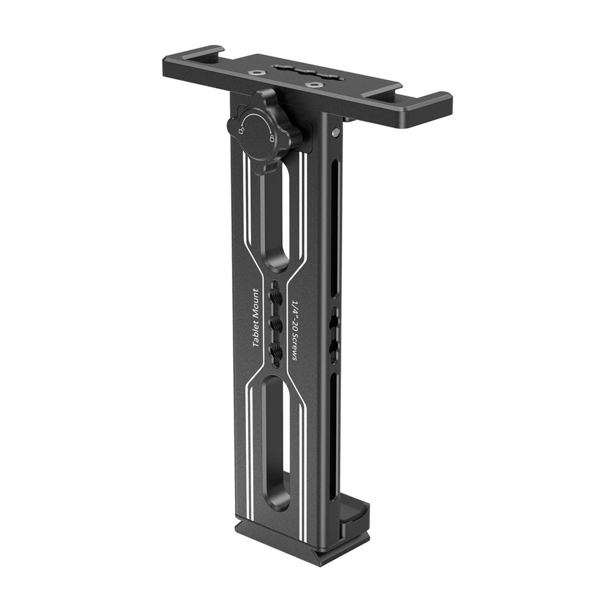 SmallRig 2930 Tablet Halterung - Gesamtansicht der schwarzen Tablet-Halterung mit den Beschriftungen.
