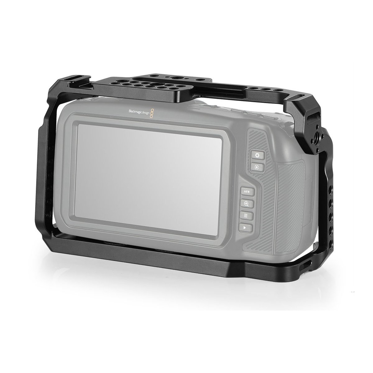 SmallRig 2203B Cage f. Blackmagic Pocket Cinema Camera 4K/6K - Blackmagic Kamera mit montiertem Kameracage, 3/4-Frontansicht