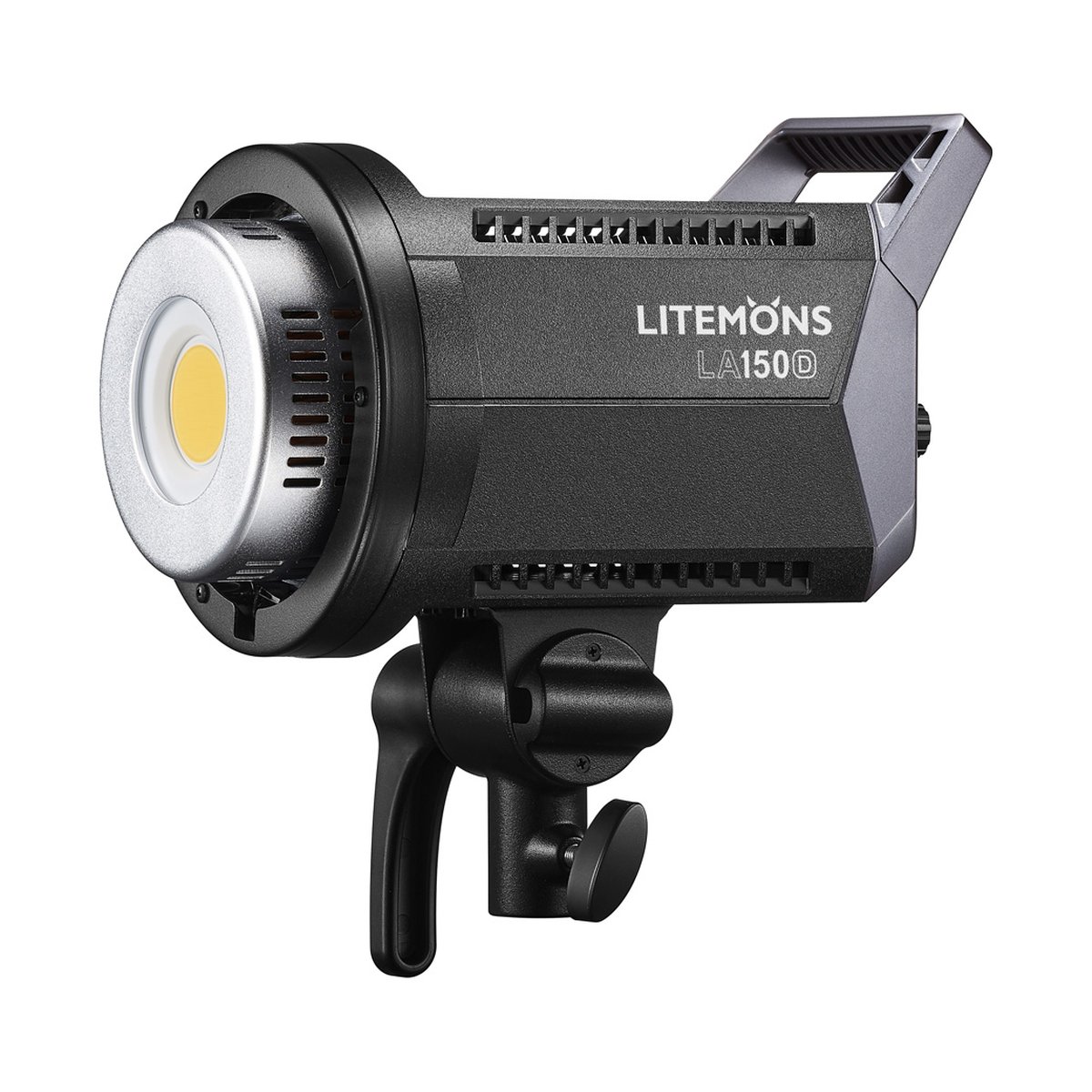 Godox Litemons LED-Videoleuchte LA150D - Frontansicht der Litra LA150D LED-Videoleuchte mit COB-LED und Montagebügel.
