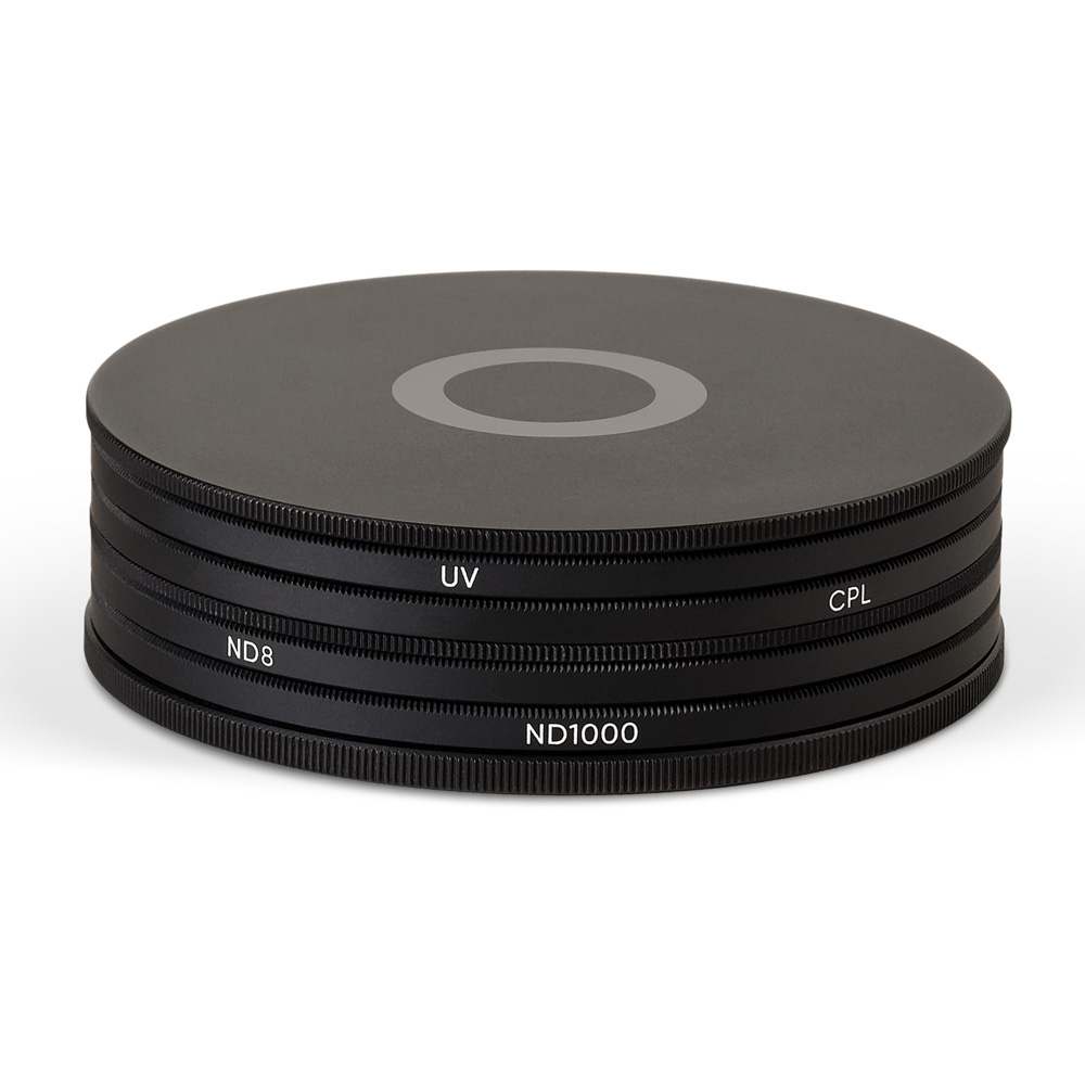 Urth 49 mm UV, CPL, ND8, ND1000 Filter-Kit Plus+ Graufilter Vorderansicht