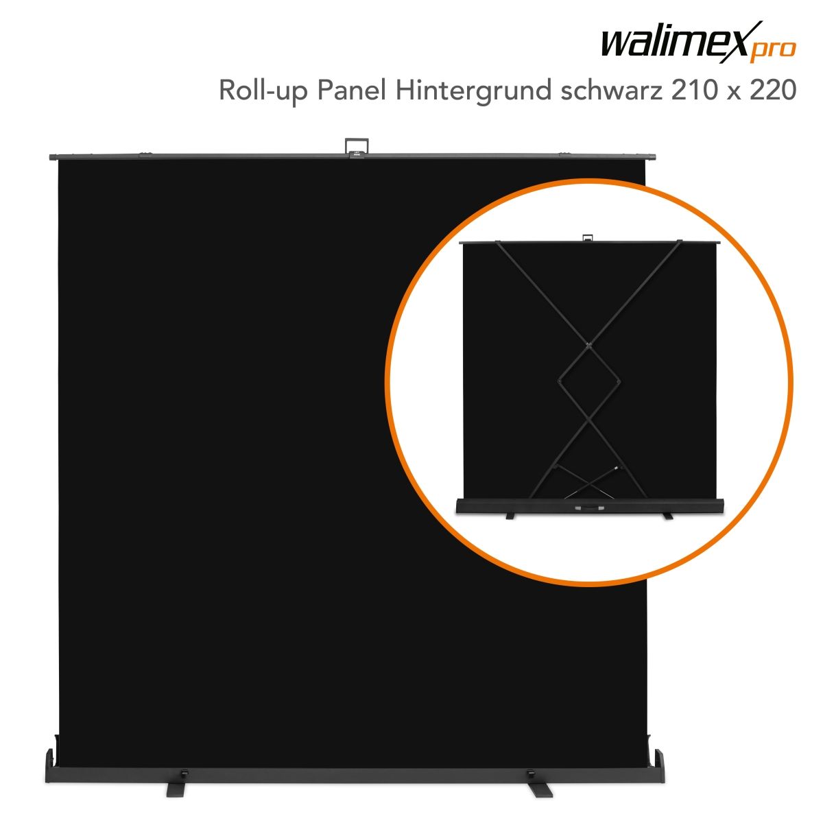 Walimex pro Roll-up Panel Hintergrund schw.210x220