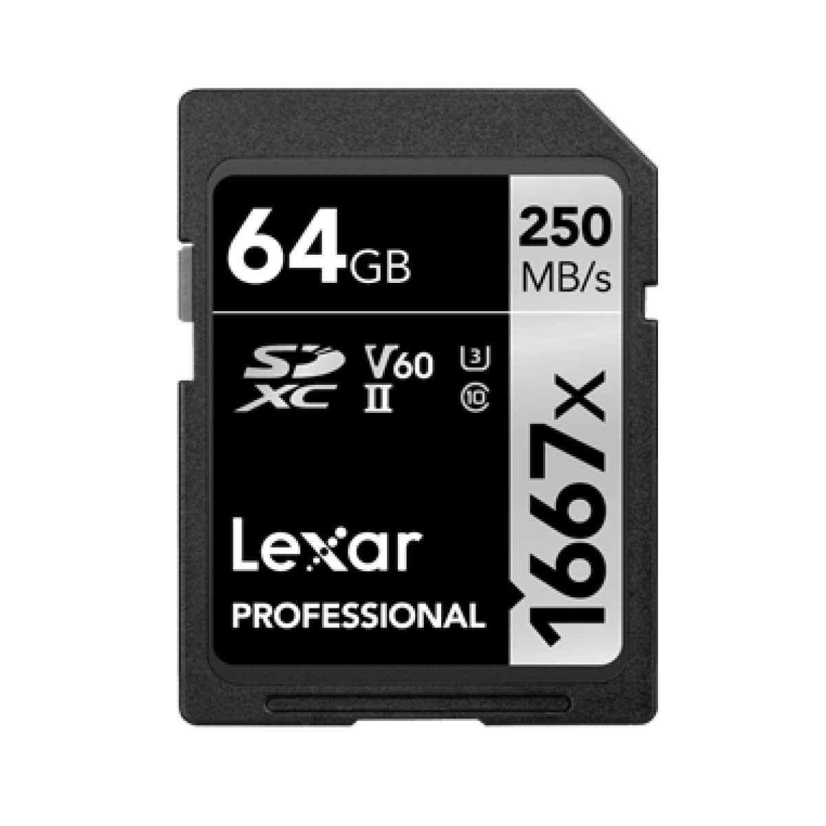 Lexar SDXC 64G Pro Silver UHS-II 1667x