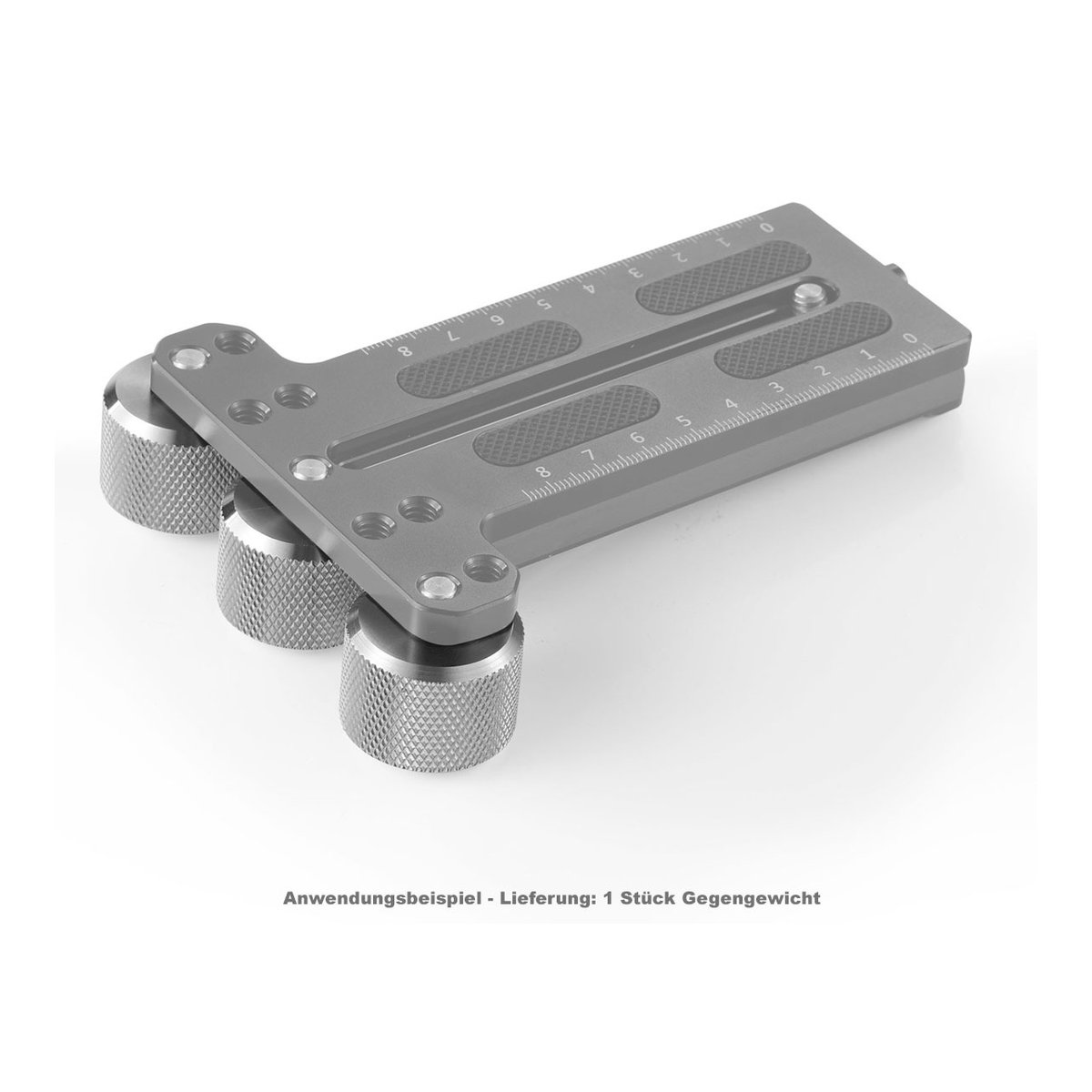 SmallRig 2284 Gegengewicht 100 g für Ronin S und Zhiyun Gimbal - Detailansicht: Anwendungsbeispiel einer Montageplatte mit drei Gegengewichten. SmallRig 2284 Gegengewicht 100 g für Ronin S und Zhiyun Gimbal - Detailansicht: Anwendungsbeispiel einer Montageplatte mit drei Gegengewichten.