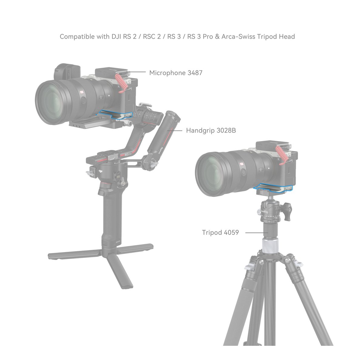 SmallRig 4439 Bottom Mount Plate für Sony Alpha 7C II / Alpha 7CR (silver) - Anwendungsbeispiel mit Gimbal und Stativ