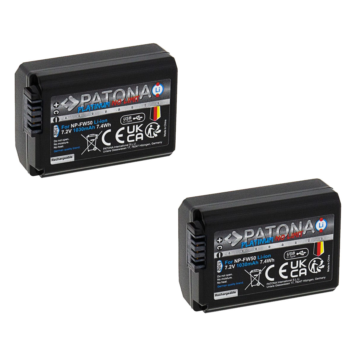 Platinum Akku Doppelpack mit USB-C Input für Sony NP-FW50 Platinum Akku Doppelpack mit USB-C Input für Sony NP-FW50