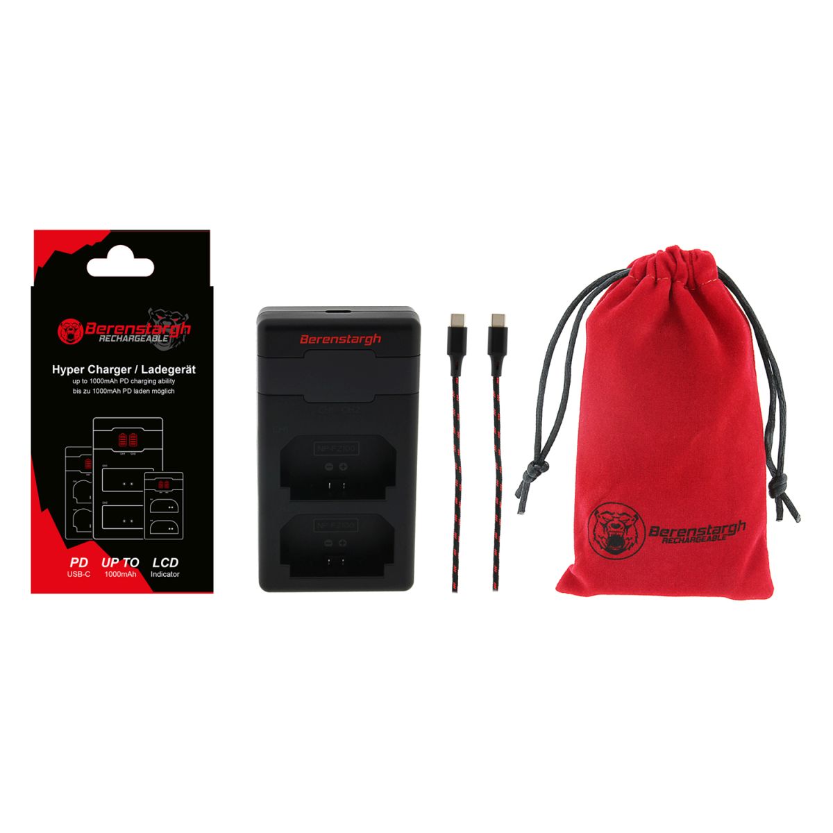 Berenstargh Hyper PD Ladegerät für Sony NP-FZ100 inkl. USB-C Kabel Berenstargh Hyper PD Ladegerät für Sony NP-FZ100 inkl. USB-C Kabel