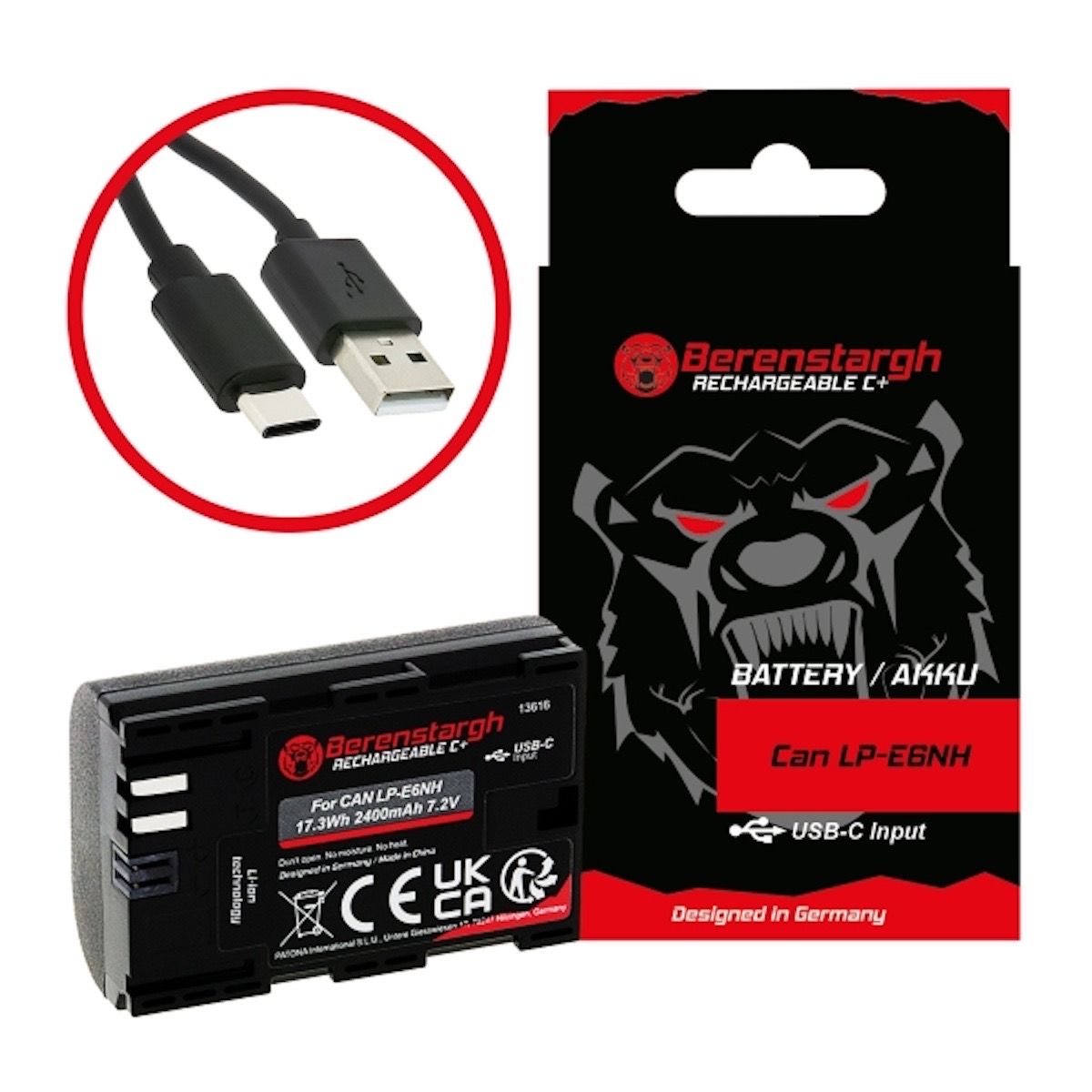 Berenstargh LP-E6NH NTC Akku mit USB-C Input f. Canon Berenstargh LP-E6NH NTC Akku mit USB-C Input f. Canon