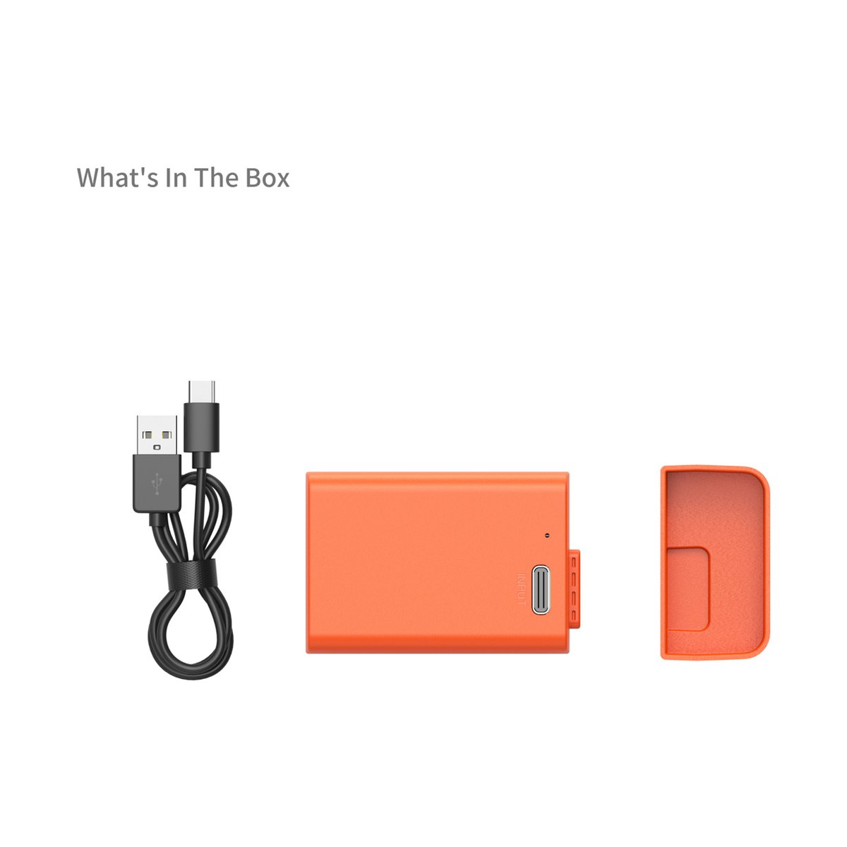 SmallRig 4967 EN-EL25 USB-C Rechargeable Camera Battery (Orange) - Lieferumfang: orange Powerbank mit abnehmbarer Kappe und schwarzem USB-C-Kabel.
