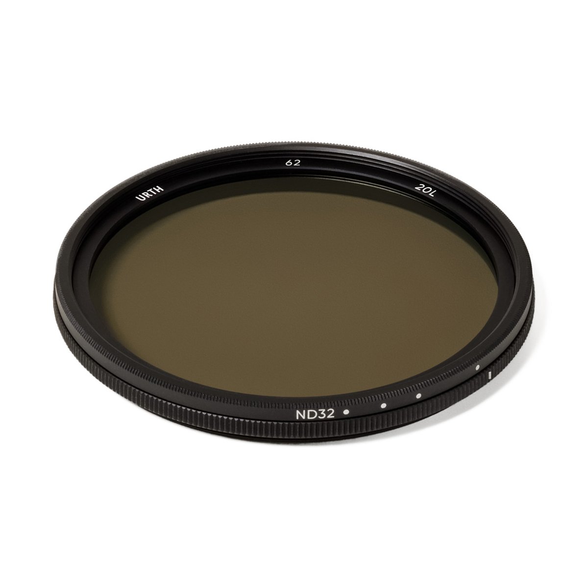 Urth 62mm ND2-32 (1-5 Stop) Variable ND Objektivfilter (Plus+) - Aufsicht: Urth 62mm ND32 Kamerafilter, schwarz mit braun getöntem Glas.