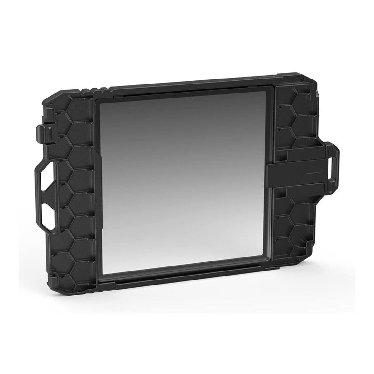 SmallRig 3320 Filter Tray (4x4) - Frontansicht eines rechteckigen Graufilters mit schwarzem Wabenrahmen und Griff