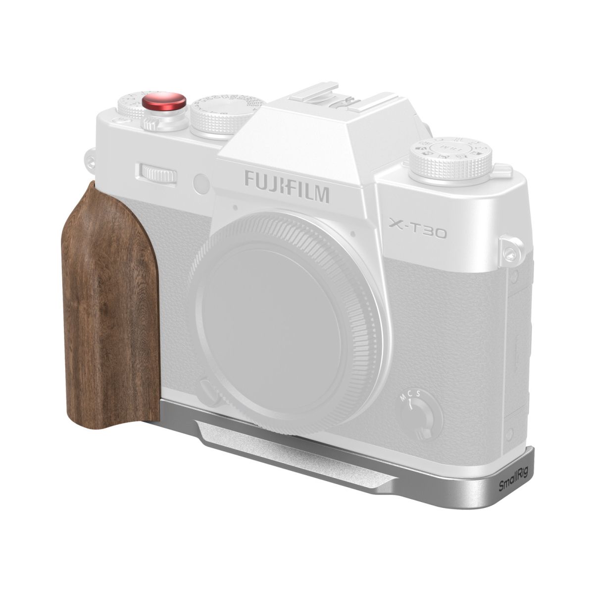 SmallRig 5667 L-förmige Montageplatte mit Holzgriff für FUJIFILM X-T30 / X-T30 II / X-T30 III Silber