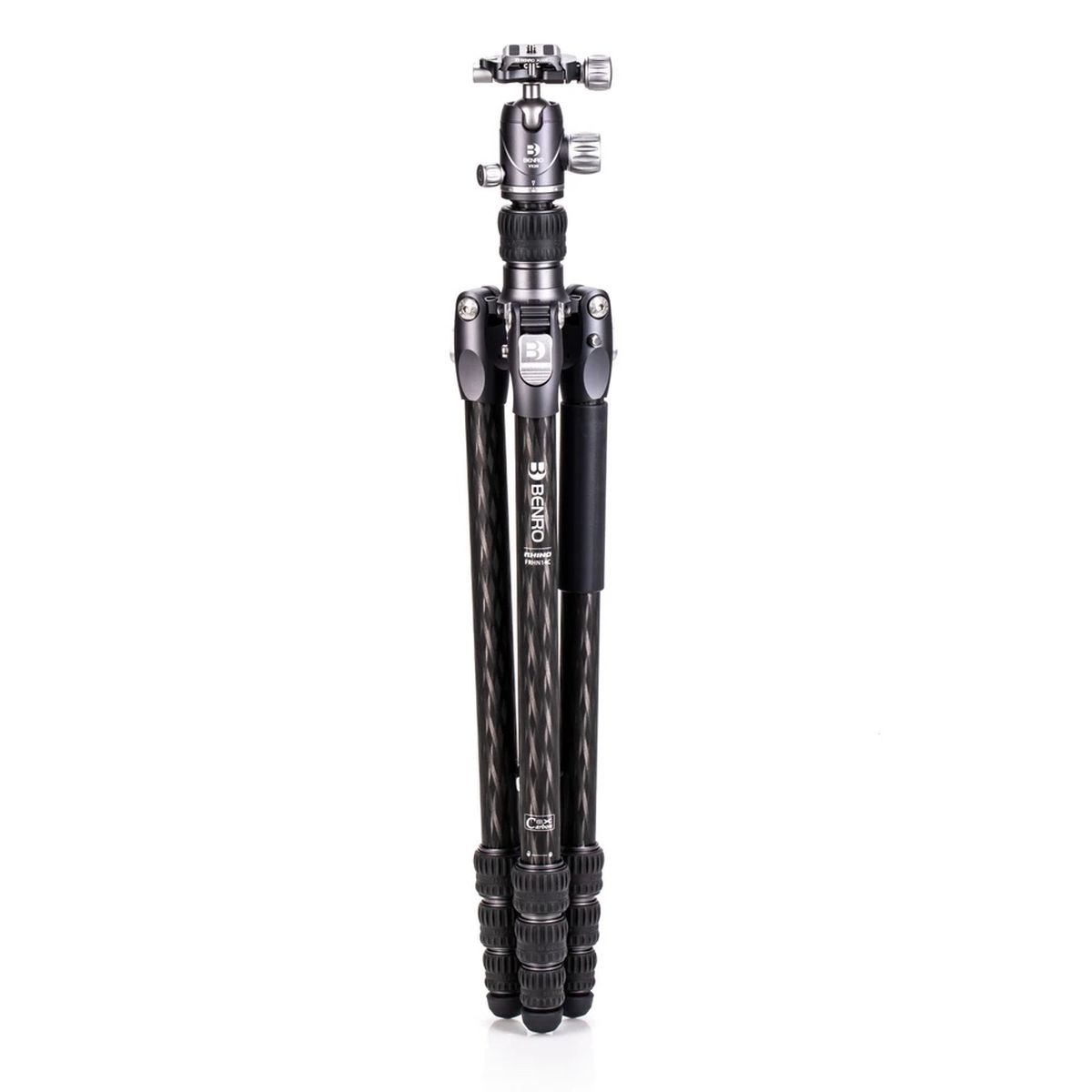 Benro Rhino Series Carbon Fibre FRHN14C + VX20 Stativkit komplett zusammengeklappt Vorderansicht