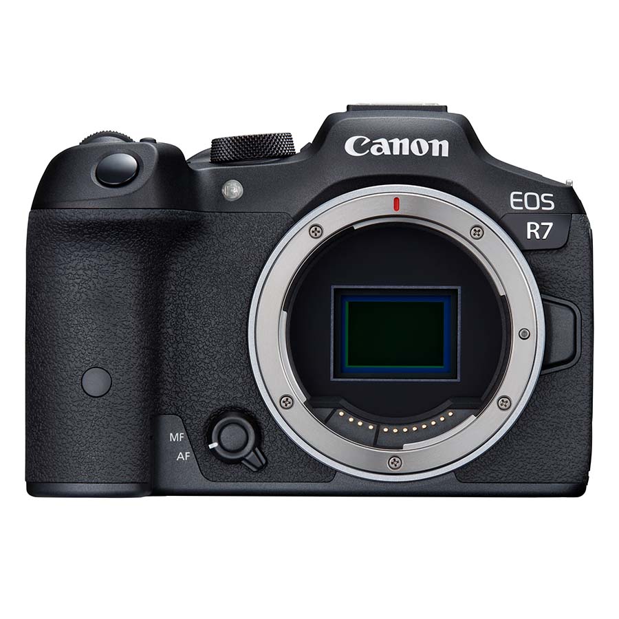 Canon EOS R7 spiegellose APS-C Kamera für Sport- und Tierfotografie – Frontansicht