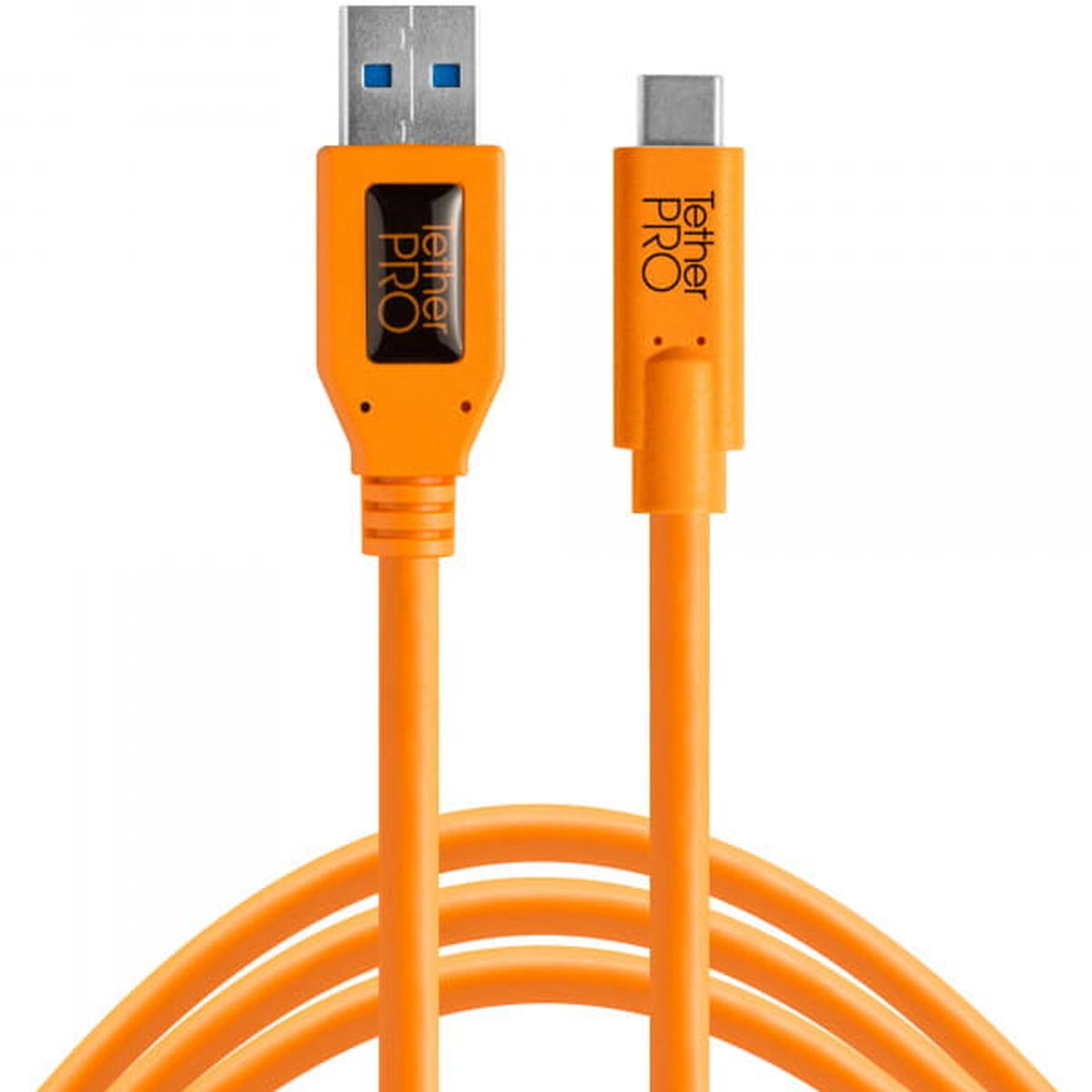 Tether Tools TetherPro USB-Datenkabel für USB 3.0 an USB-C - 4,6 m, gerade (Orange)