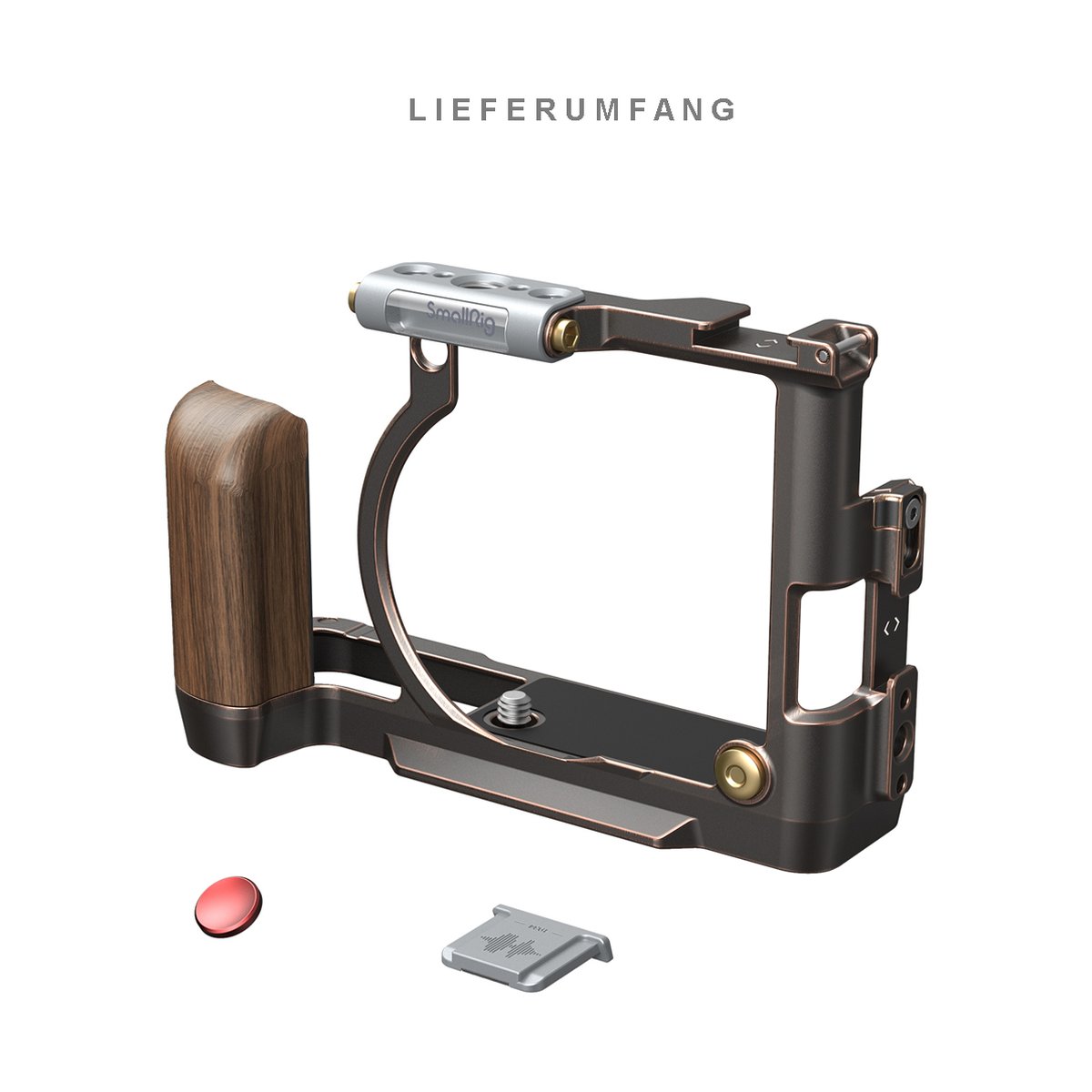 SmallRig 4557 Retro-Cage für Fujifilm X100VI - Lieferumfang: SmallRig Kamera-Cage mit Holzgriff und Zubehör. SmallRig 4557 Retro-Cage für Fujifilm X100VI - Lieferumfang: SmallRig Kamera-Cage mit Holzgriff und Zubehör.