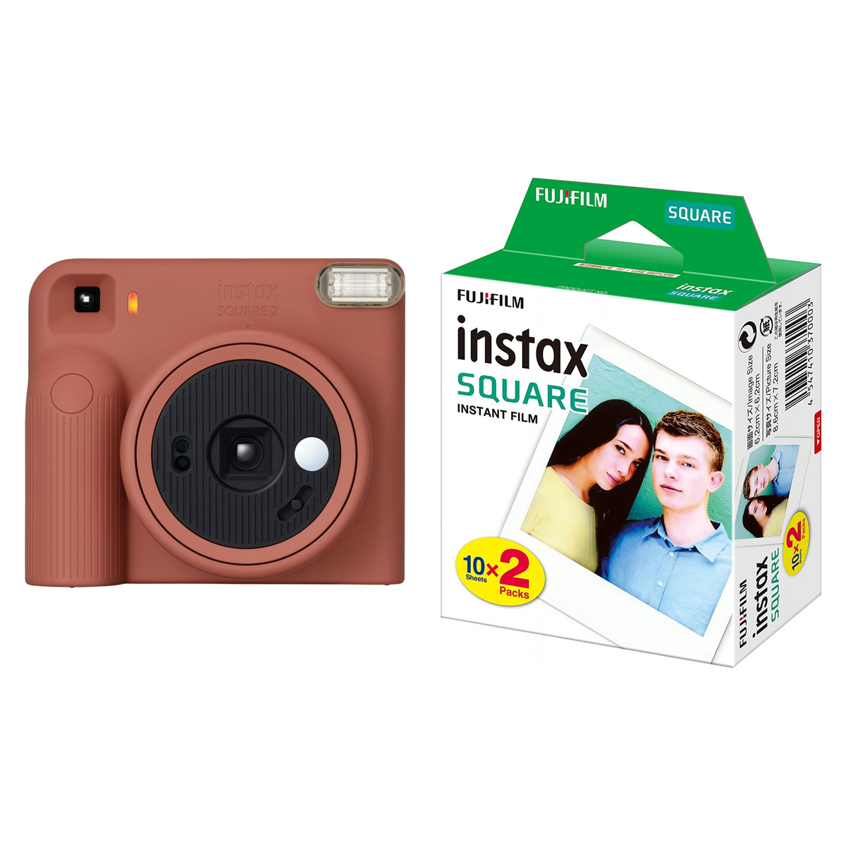 Fujifilm Instax Square SQ2 Brick Red + Square Doppelpack (20 Bilder)