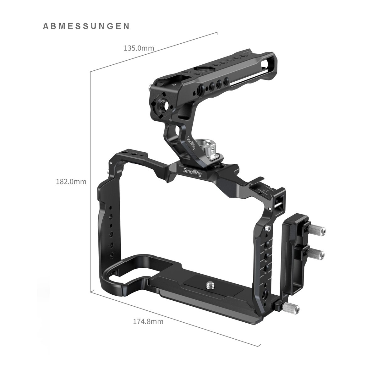 SmallRig 4520 Cage KIT für Nikon Z 6III - ABMESSUNGEN Ansicht des SmallRig Kamera-Cages