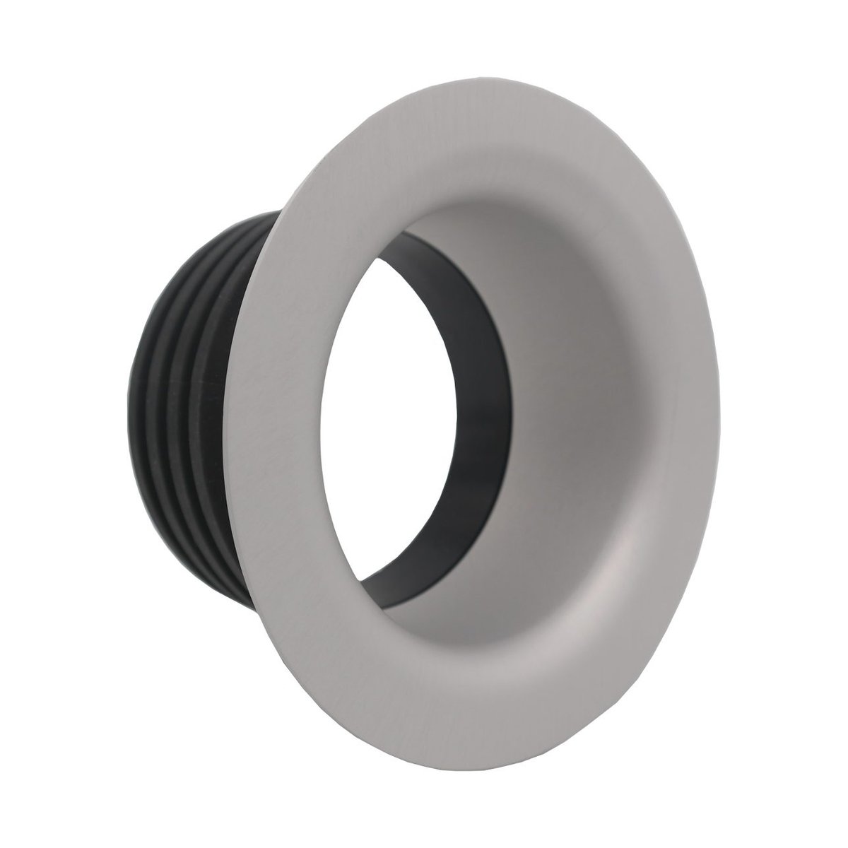 Caruba Softbox Adapter Ring Profoto 129mm - PRODUKTANSICHT: Grau-silberner Einbaustrahler mit schwarzem Rippen-Korpus.