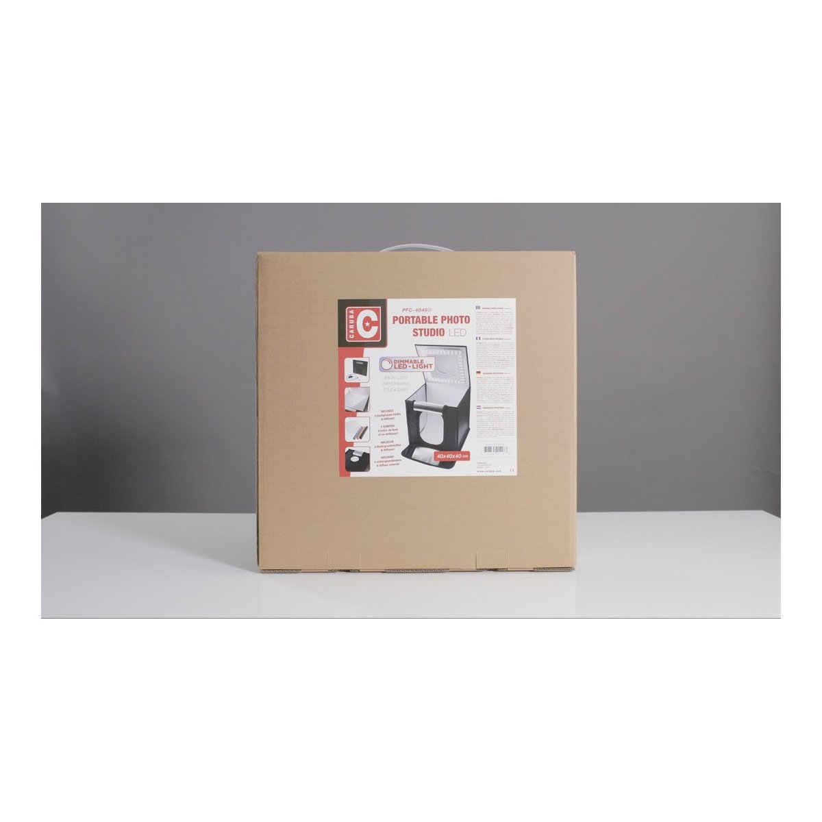 Caruba tragbares Fotostudio LED 70x70x70cm Dimmbar - Verpackung des tragbaren LED-Fotostudios (40x40cm)