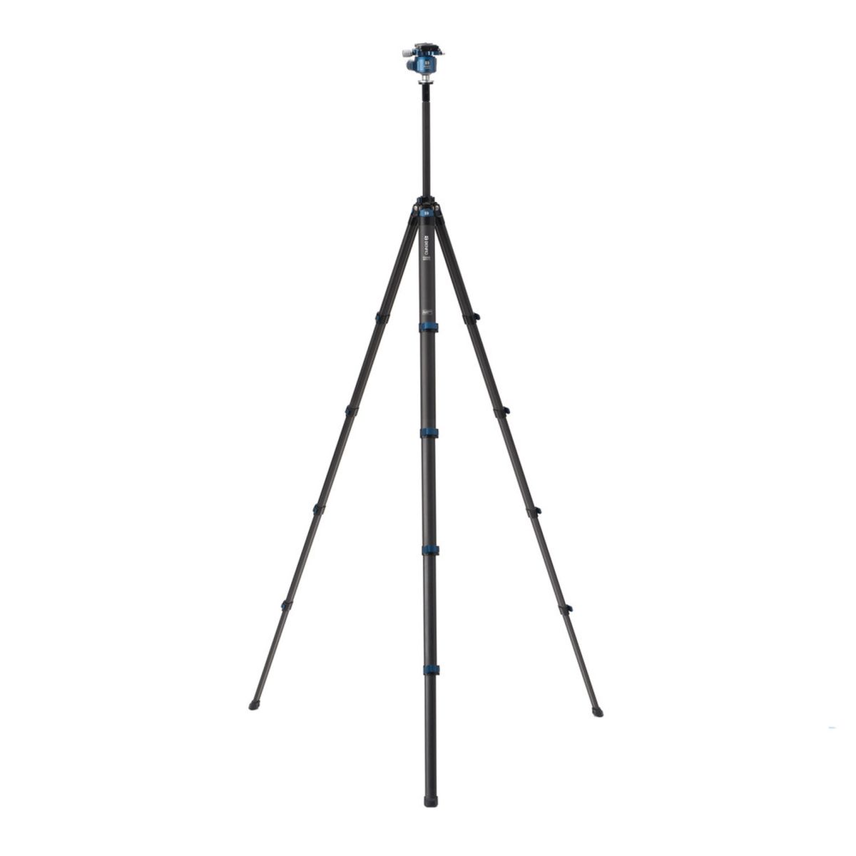 Benro Blackbird CF 1 Series 5-5 Sektionen Stativ mit G36PT Kugelkopf und PMM70 Platte Gesamtansicht ausgeklappt Arbeitsmodus
