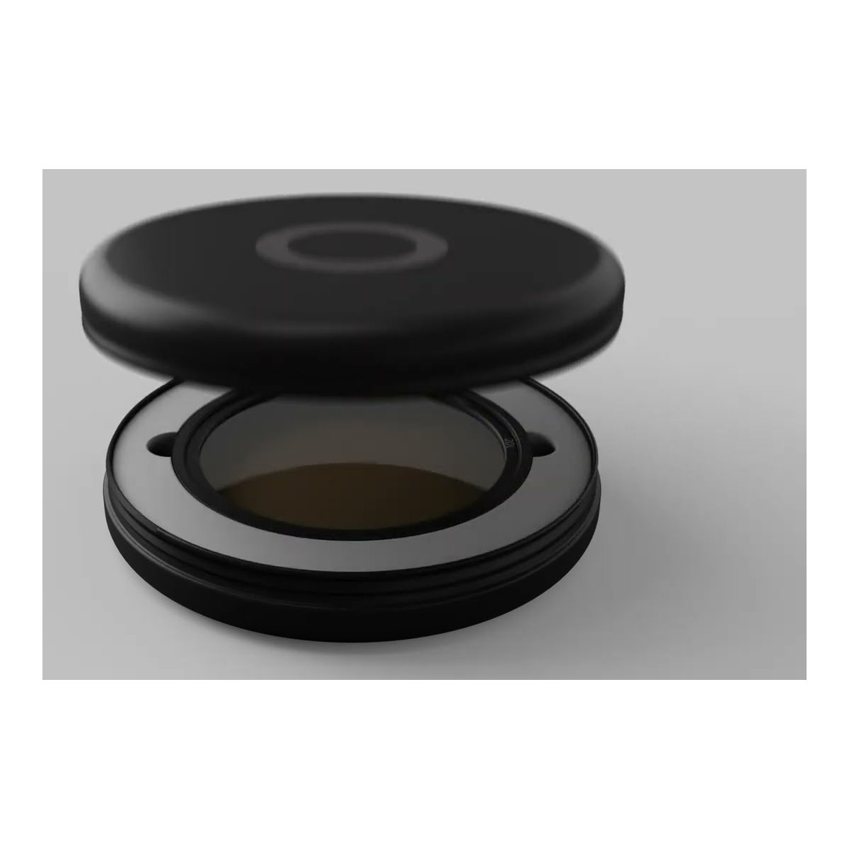 Urth 43mm Circular Polarizing (CPL) Objektivfilter (Plus+) - Detailansicht: Offenes rundes schwarzes Filtergehäuse mit braunem Filter.