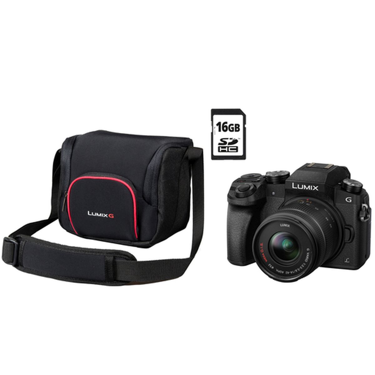 Panasonic Lumix G70 + 14-42 mm 1;3,5-5,6 inkl. Tasche DMW-PGH68 und 16 GB SD-Karte