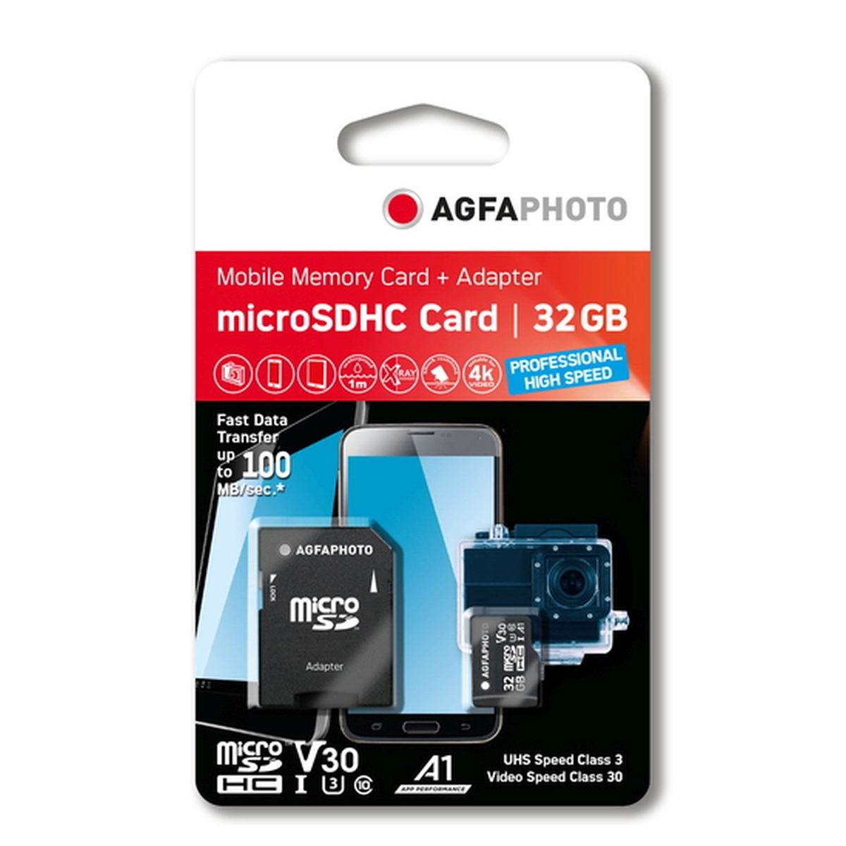 AgfaPhoto 32 GB Micro SDHC-Karte 100/70 MB/s