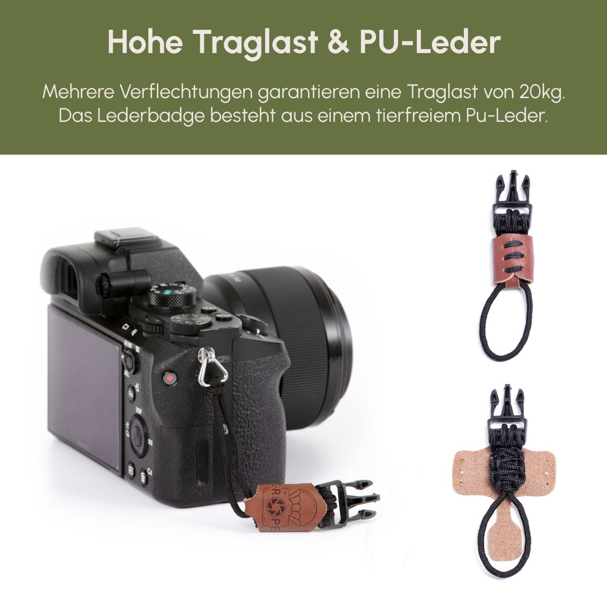 C-Rope Kameragurt aus Kletterseil 100cm Military Olive V3
