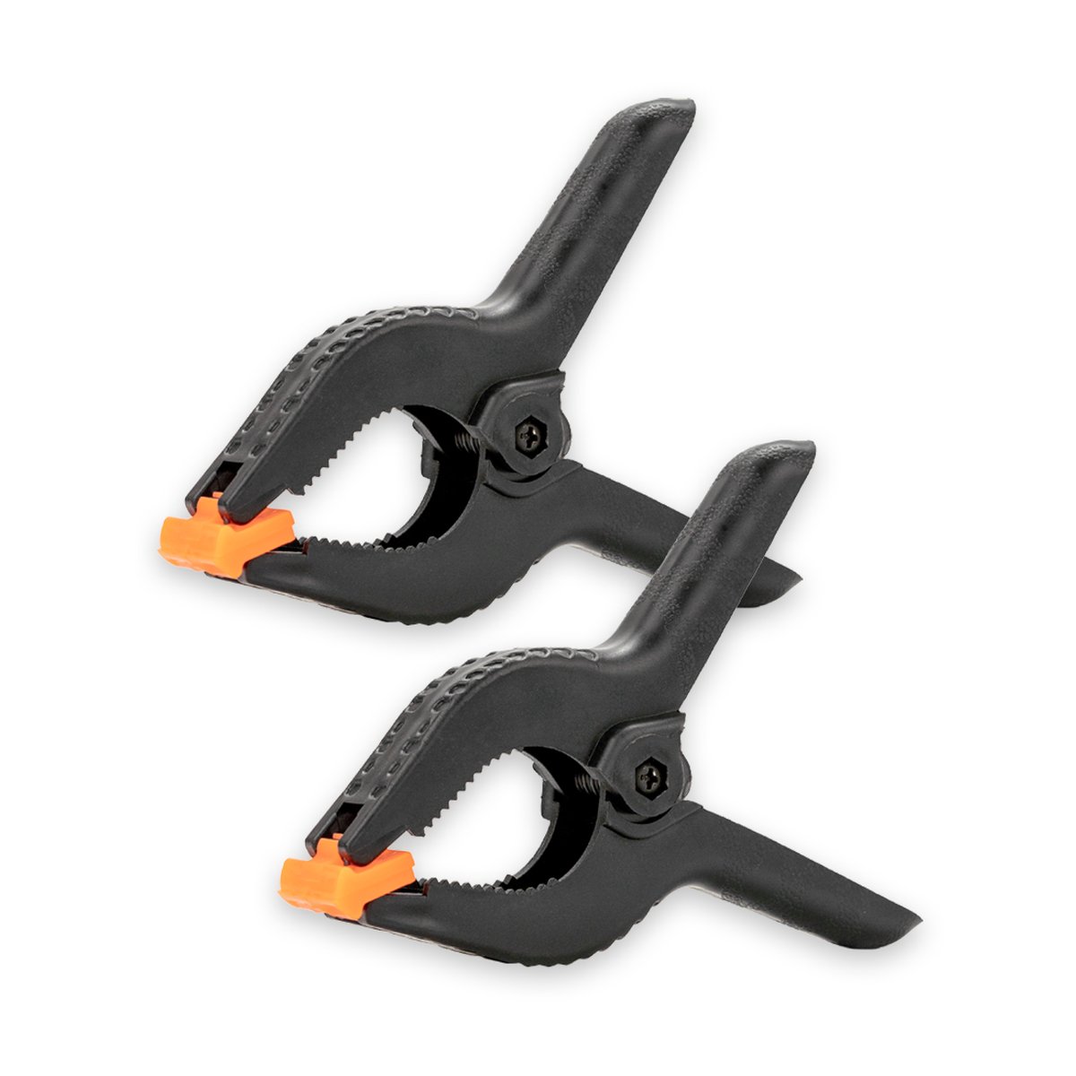 Caruba Achtergrond Klem Zwart/Oranje Extra Large (2 stuks) - Lieferumfang: Zwei schwarze Federklemmen mit orangen Greifflächen