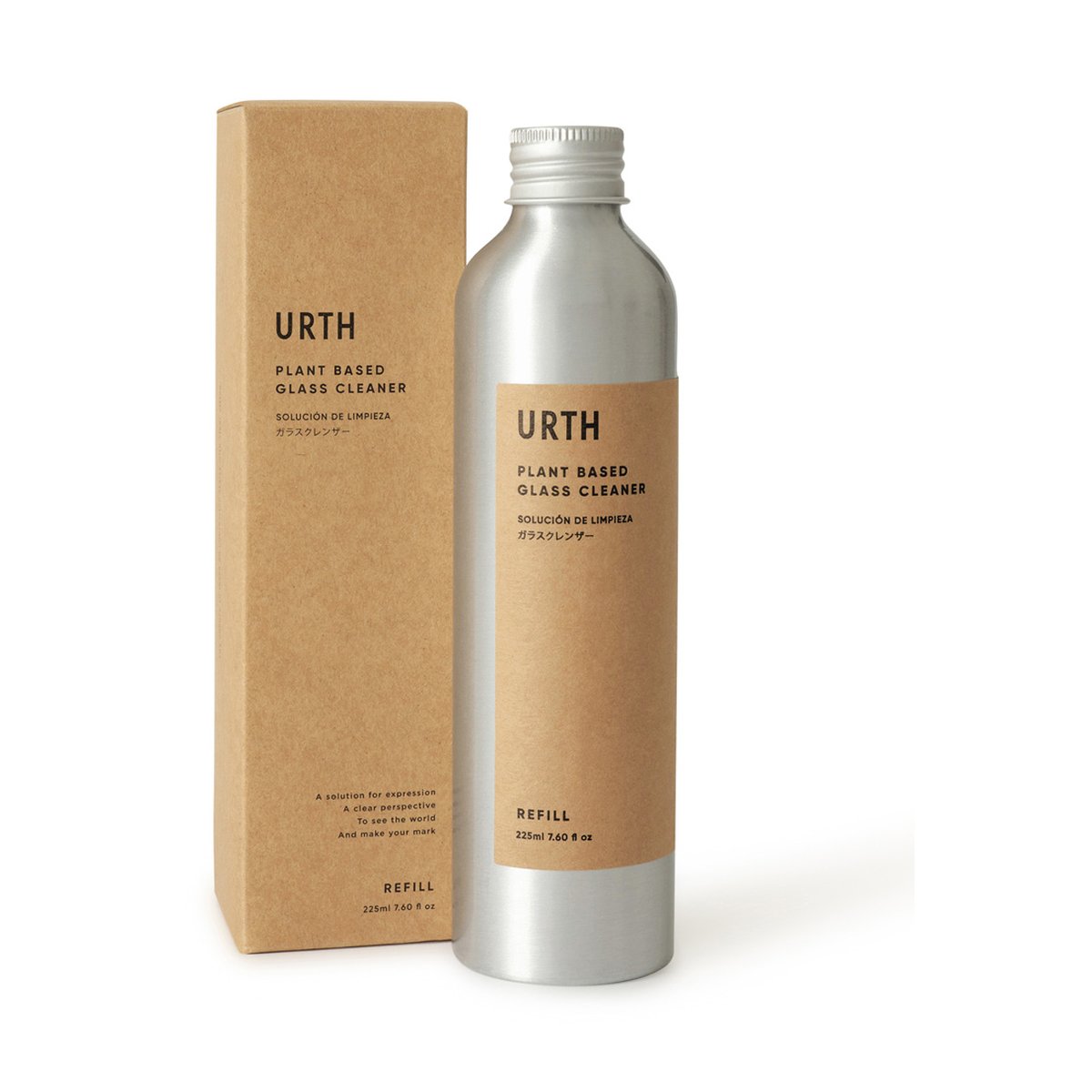 Urth Glass Cleaning Spray Refill - LIEFERUMFANG: Urth Plant Based Glass Cleaner Nachfüllflasche und Kartonverpackung Urth Glass Cleaning Spray Refill - LIEFERUMFANG: Urth Plant Based Glass Cleaner Nachfüllflasche und Kartonverpackung