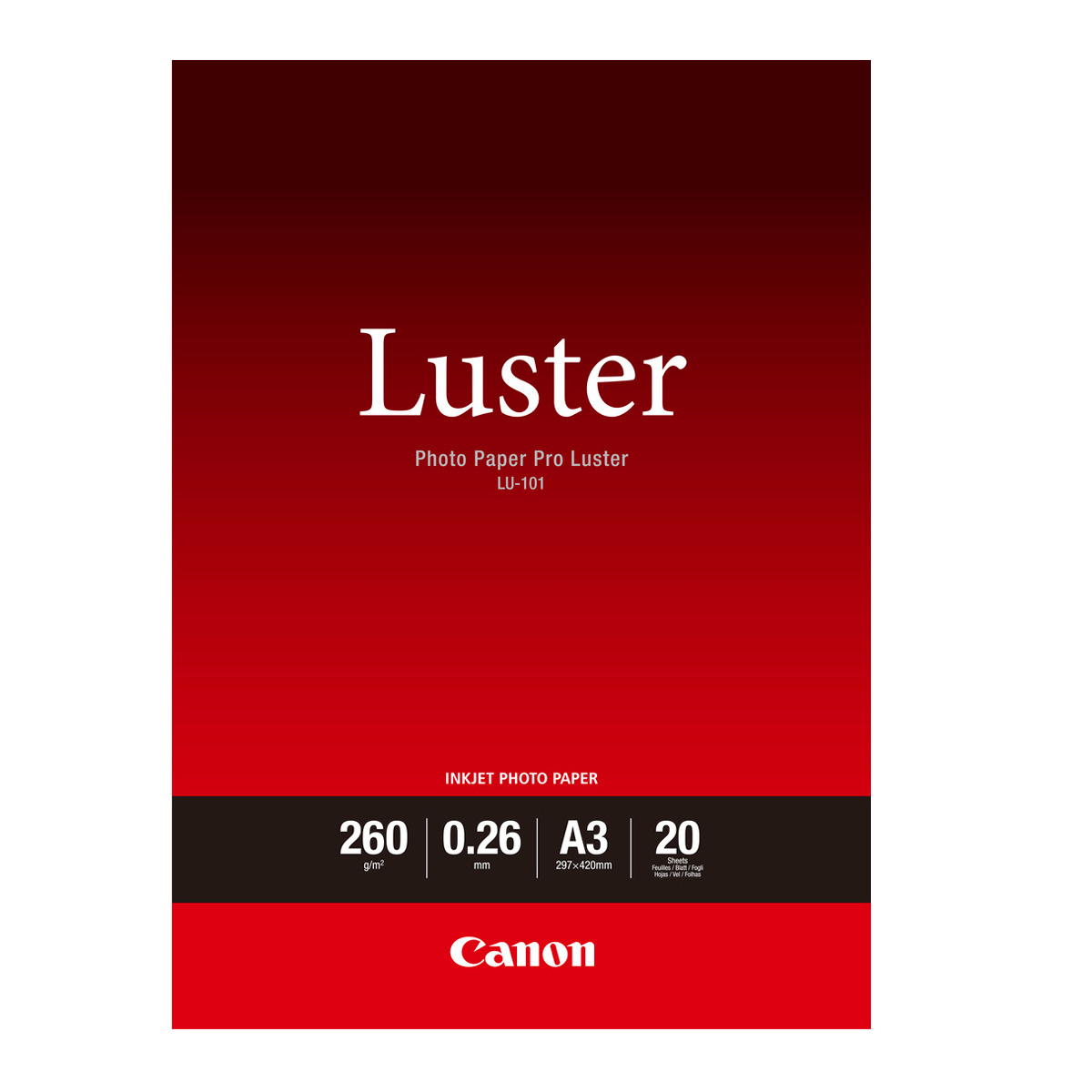 Canon LU-101 PRO Fotopapier Luster A3, 20 Blatt 260g/m²  Canon LU-101 PRO Fotopapier Luster A3, 20 Blatt 260g/m²