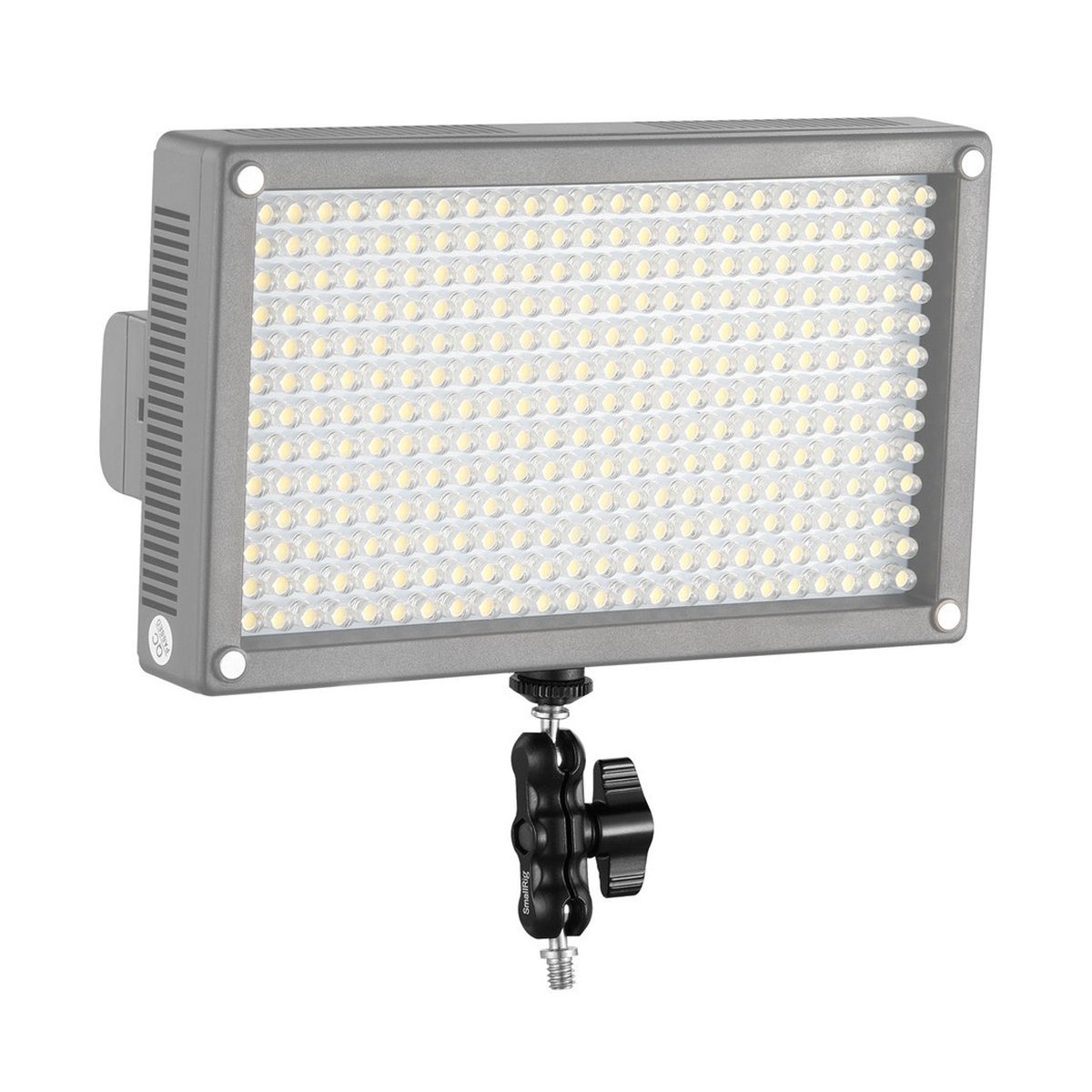 SmallRig 2158 Magic Arms mit Ballheads (2er-Pack) - Frontansicht des LED-Lichtpaneels mit 192 LEDs und Magic Arm Halterung
