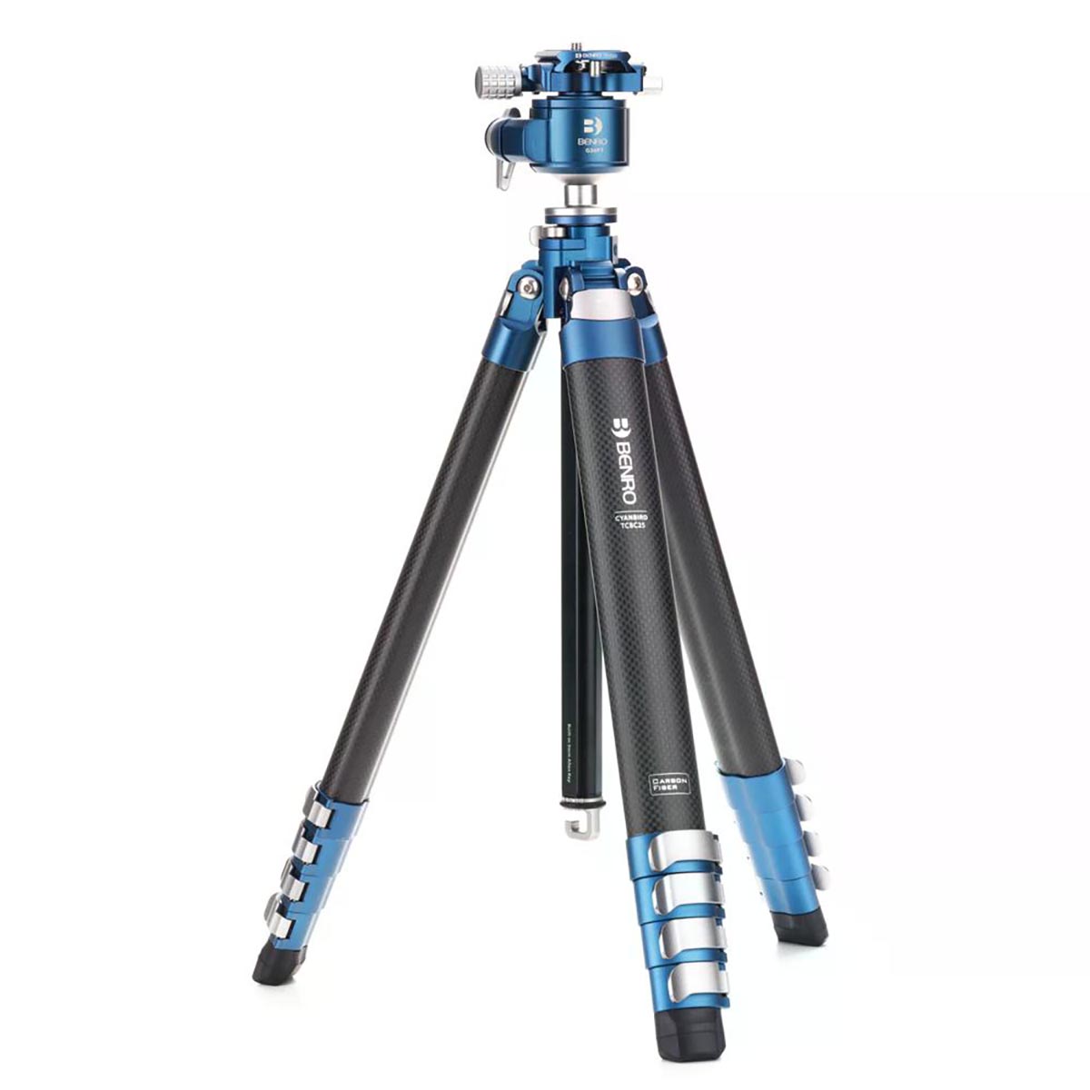 Benro CyanBird CF 2 Series Carbon Stativ inkl. G36PT Kugelkopf Gesamtansicht leicht ausgeklappt